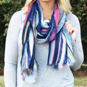 NWT!  Brush Strokes Scarf, Navy